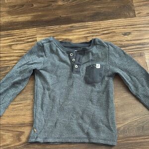 Gray Long Sleeve Tee with Textured Knit